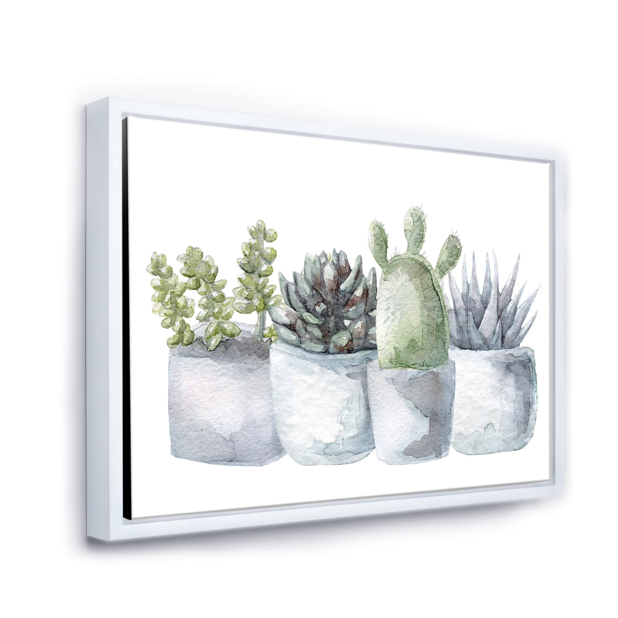 Designart 'Succulent and Cactus House Plants I' Farmhouse Framed Canvas Wall Art Print