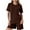 Coffee, variant on WMTBSRSW Womens Summer 2 Piece Outfits Lightweight Casual Ribbed Knit Short Matching Clothing Set Solid Comfy Crewneck T Shirts and Shorts Coffee M