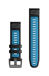 Garmin QuickFit® 22 Watch Bands, Black/Cirrus Blue Silicone