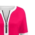 thumbnail image 6 of Oiangi Half Zip Shirts Women Patchwork Long Sleeve Pullover Top Loose Fit Comfy Blouses for Fall Winter Hot Pink L, 6 of 6