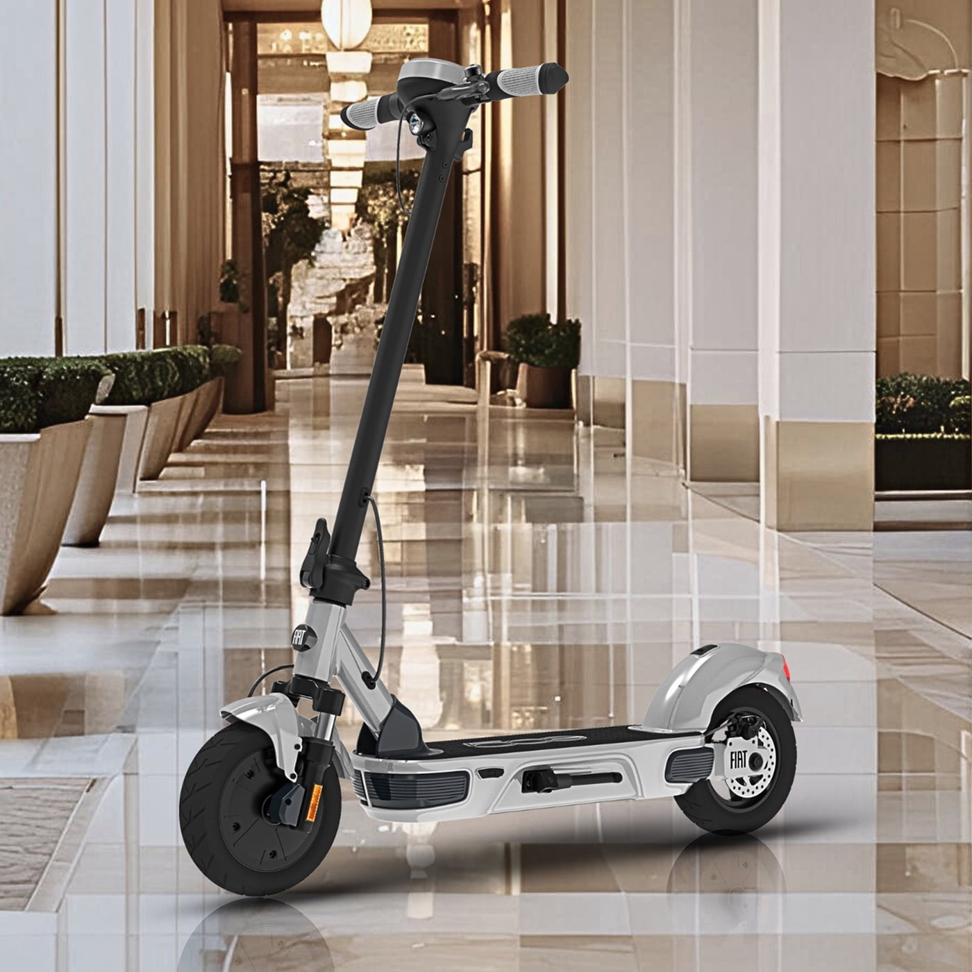 Fiat 500W Electric Scooter, Foldable Scooter for Adults with 10” Tubeless Tires, Chalk
