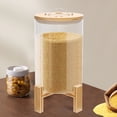 thumbnail image 4 of Fichiouy 8.5Qt Transparent Glass Rice Containers Round Food Storage Jar with Airtight Lid and Bamboo Base Support for Grain Flour Sugar Pasta and Spice, 4 of 15