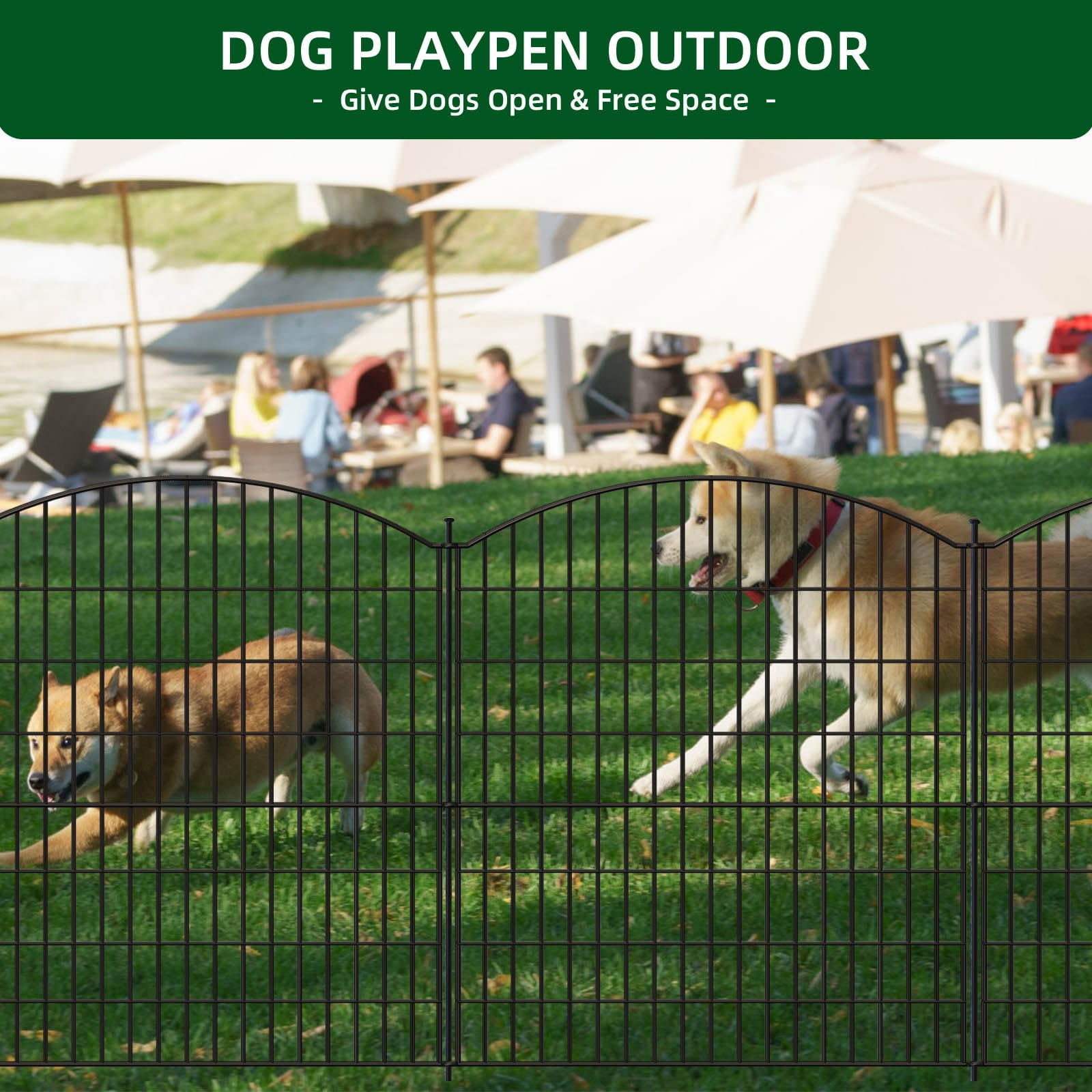 Decorative Garden Fence, No Dig Decorative Fence for Outdoor,Yard, Patio,32 in(H)  Animal Barrier Rustproof Metal Wire Panel,Temporary Dog Fence