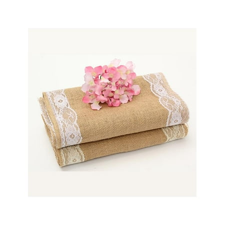 Burlap Lace Hessian Table Runner 280x30cm Rustic Natural Jute