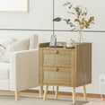 thumbnail image 3 of Rattan Nightstand with Charging Station, Rattan Boho End Table with 2 Drawers Bedroom Bedside Side Tables Natural Night Stand for Living Room,Bedroom,Dorm Room Essentials, 3 of 7