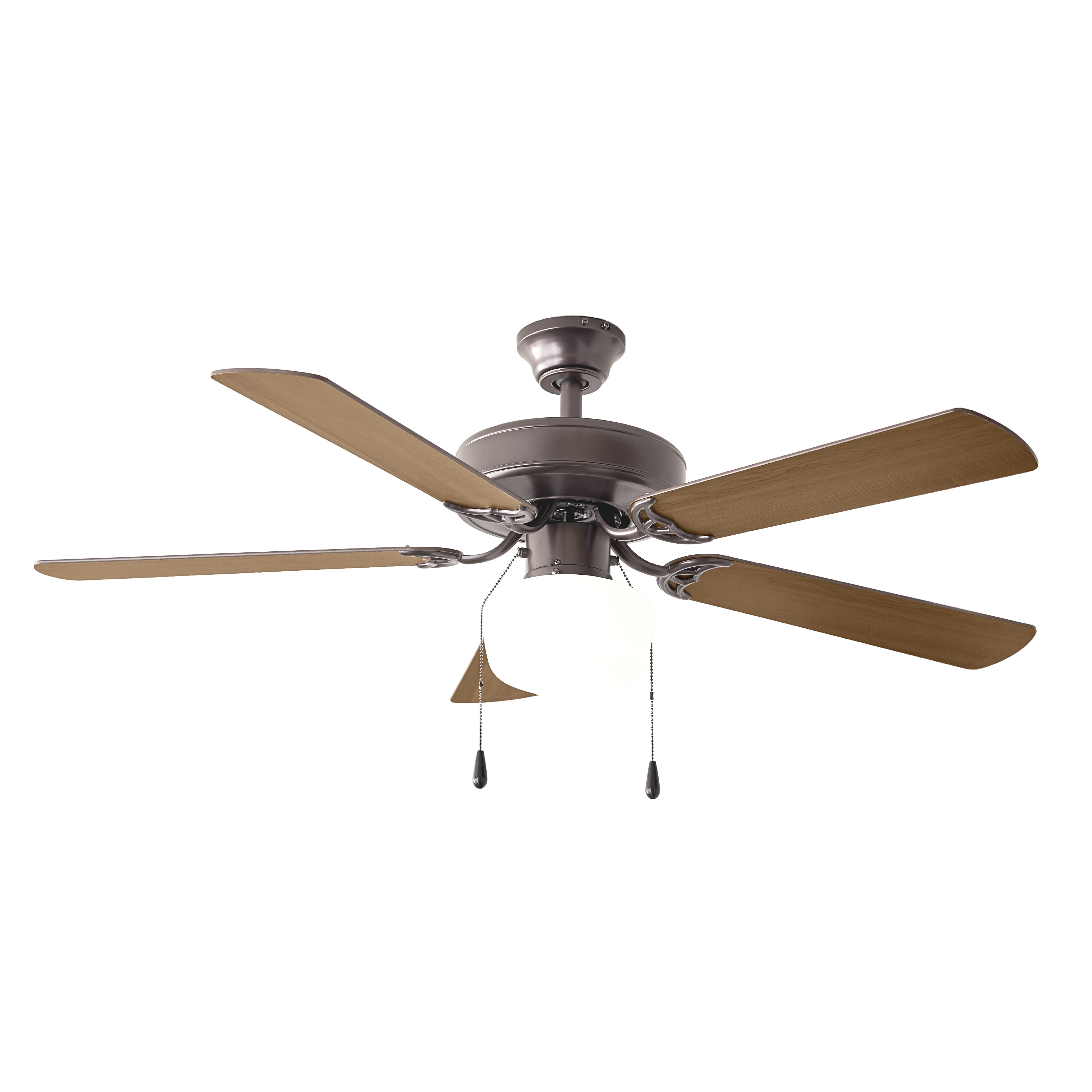 Mainstays 52 inch Downrod Ceiling Fan with Light Kit, Bronze, 5 Blades, Reverse Airflow for Bedroom