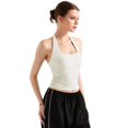 thumbnail image 2 of Camiseta sin mangas SUUKSESS para mujer, doble forro, sin espalda, blanca, 2 of 7