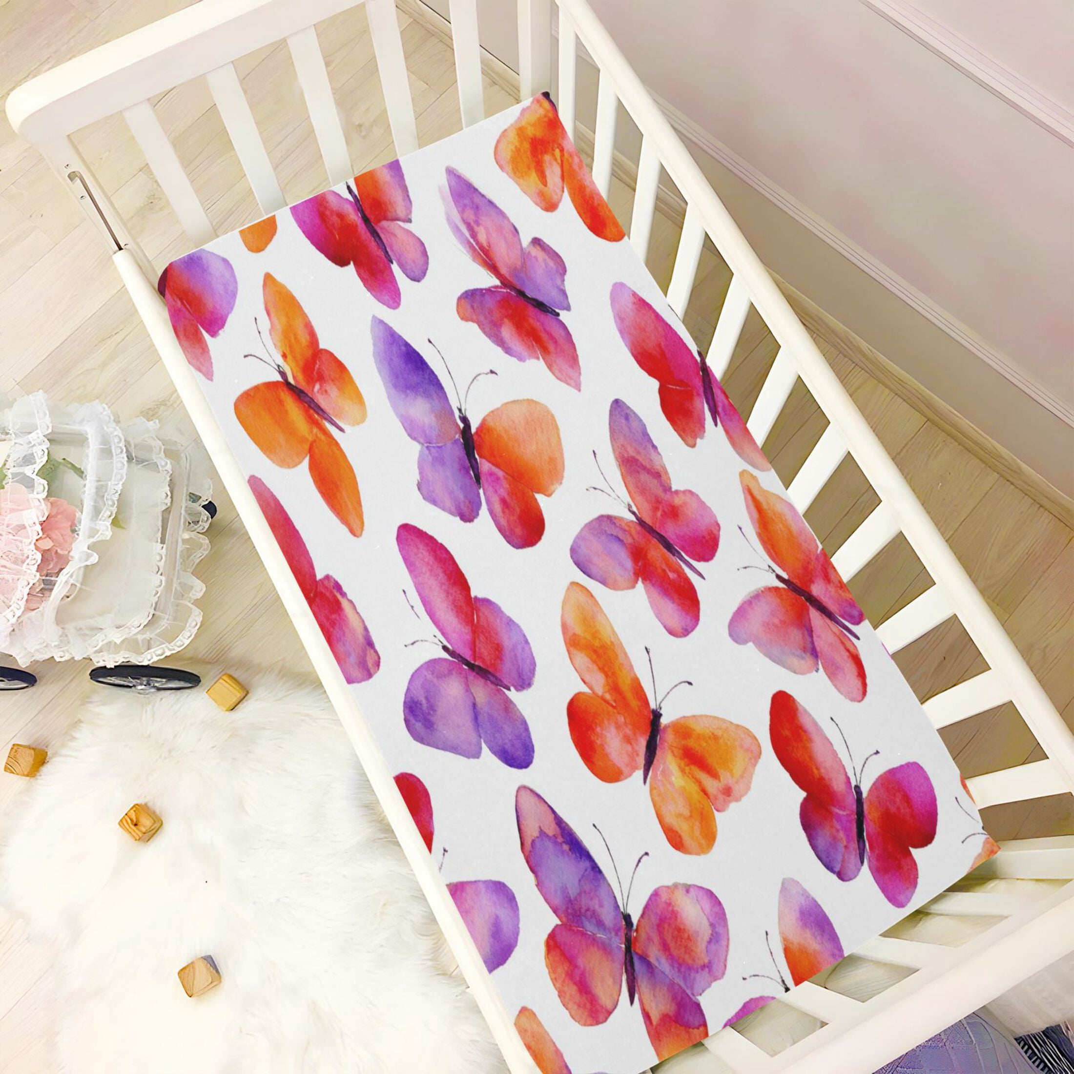 Baby Essentials 52”x 28”- Standard Cotton-like Modal Elastic- Red Watercolor Pattern Design Crib Sheets for Newborns and Toddlers