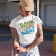 thumbnail image 2 of Good Vibes Only, Positivity or Being Positive Quote, Groovy Retro Wavy Text Merch Gift, White T-Shirt, Large, 2 of 5