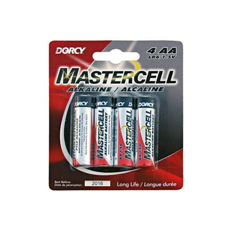 Dorcy 41-1634 Mastercell Long-Lasting AA-Cell Alkaline Manganese Battery, 4-Pack