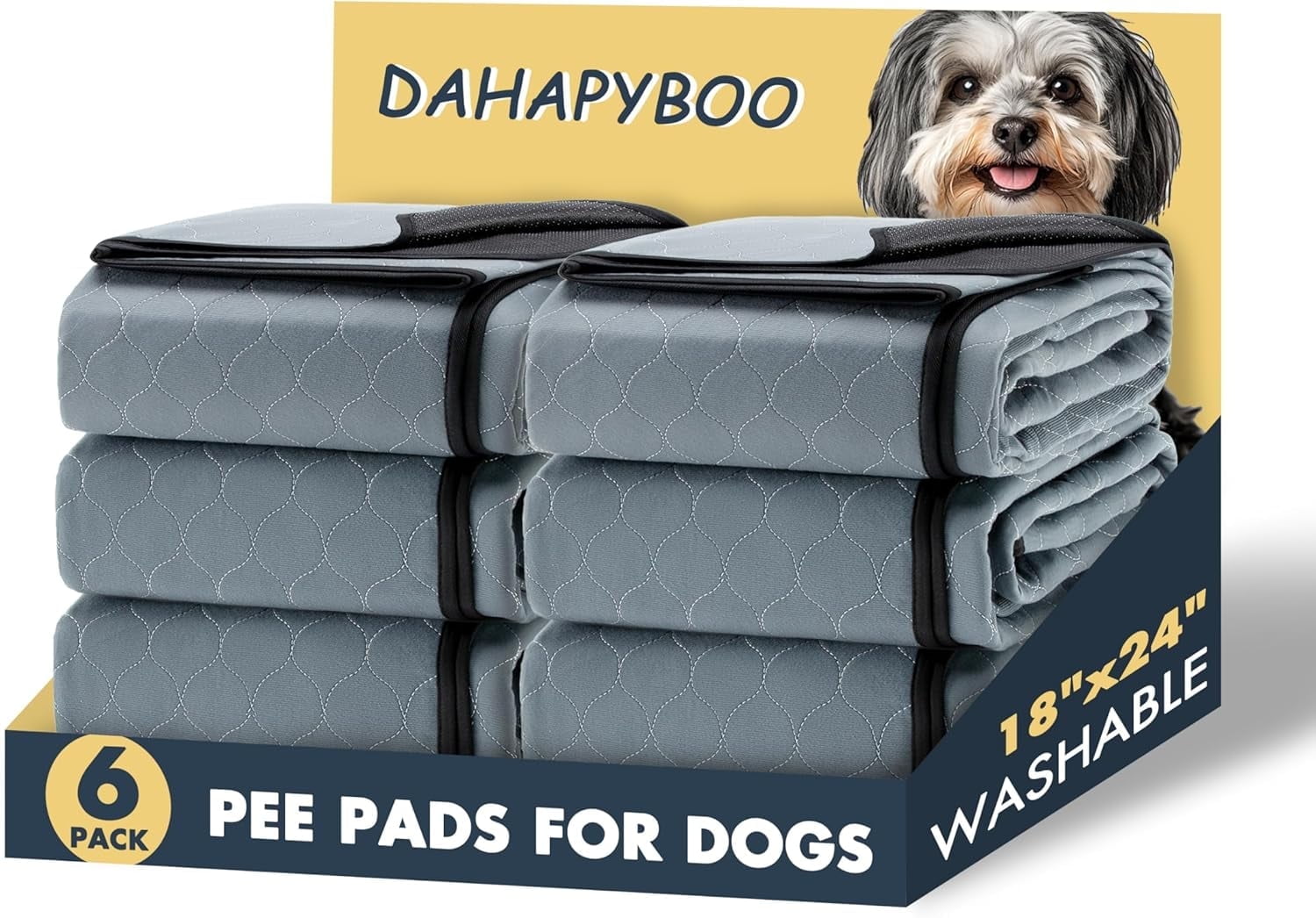 Dahapyboo Washable Reusable Puppy Pads, 18"x24", 6 Pack photo 1