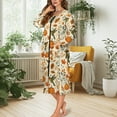 thumbnail image 3 of Xoenoiee Hummingbird Pumpkin Maple Leaves Print Women Zipper Robe Long Sleeve House Coats Robes Soft Bathrobe with Pockets Lightweight Nightgown Plus Size, Size S, 3 of 7
