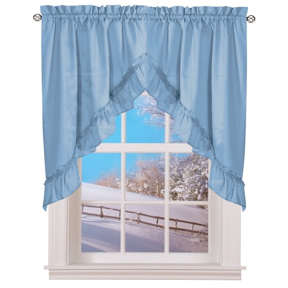 Stacey Ruffled Window Swag Set with Rod Pocket Top - Classic Home Decor Staple for Any Room