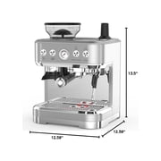 Espresso Machine with Built-in Grinder,Italian ULKA 15 Bar Espresso Machine - 85oz Water Tank, Dual PID Control, Milk Frother & Auto-Cleaning for Perfect Lattes and Cappuccinos