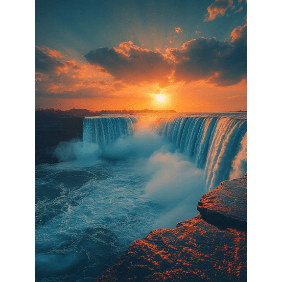 Niagara Falls Sunset Canvas Print/Wall Art， Suitable for Living Room，Hotel， and Bathroom Decoration.
