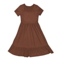 thumbnail image 4 of Vestido informal de playa con cuello cuadrado y pliegues en línea A para mujer - Tejido transpirable, estilo versátil, sandalias/zapatillas deportivas - Tallas S-XL para vacaciones, 4 of 4