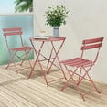 thumbnail image 4 of Grand Patio Metal 3-Piece Folding Bistro Table and Chairs Set, Outdoor Patio Dining Furniture for Small Spaces, Balcony, Rose Dawn, 4 of 10