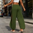 thumbnail image 6 of Levmjia Women Solid Color Side Slit Wide Leg Pants High Waisted Elastic Waist Casual Yoga Trousers for Summer Beach Vacation, 6 of 9
