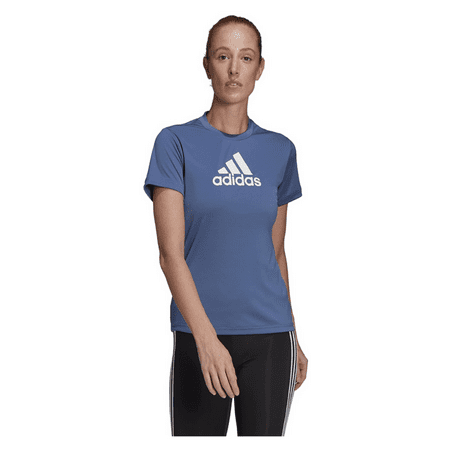 adidas Women's Primeblue Designed 2 Move Logo Sport Tee,Crew Blue/White-XS