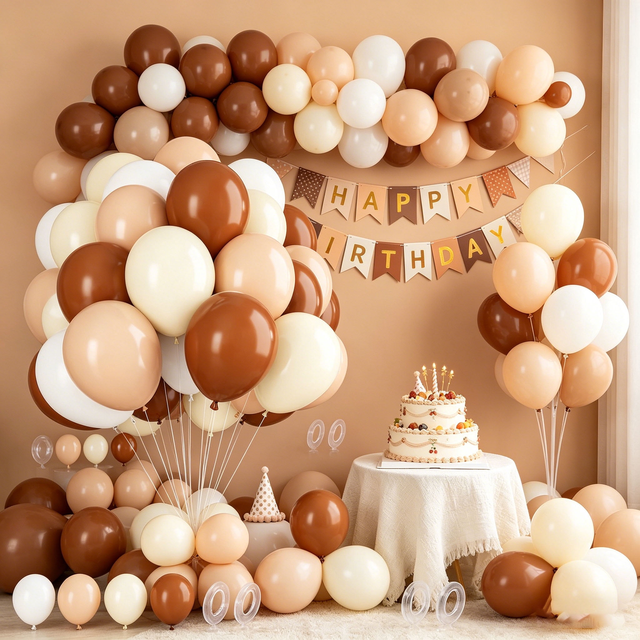 140 Pack Brown Balloons – 10 Inch Latex Balloons for Balloon Arch Kit, Birthday Party Decorations, Helium or Air, Bulk Balloons for Boys, Girls, Weddings