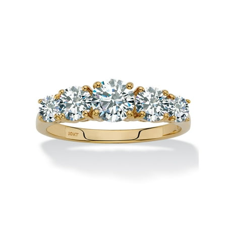 - Round Cubic Zirconia Anniversary Ring Band 1.70 TCW in Solid 10k Yellow Gold