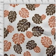 thumbnail image 3 of oneOone Silk Tabby Brown Fabric Monstera Leaves Block Sewing Material Print Fabric By The Yard 42 Inch Wide, 3 of 4