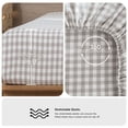 thumbnail image 5 of MooMee Gingham Sheet Set 100% Washed Cotton Linen Like Textured Extra Deep Pocket Breathable Lightweight 4-Piece (Tannish Linen Gray, Queen), 5 of 9