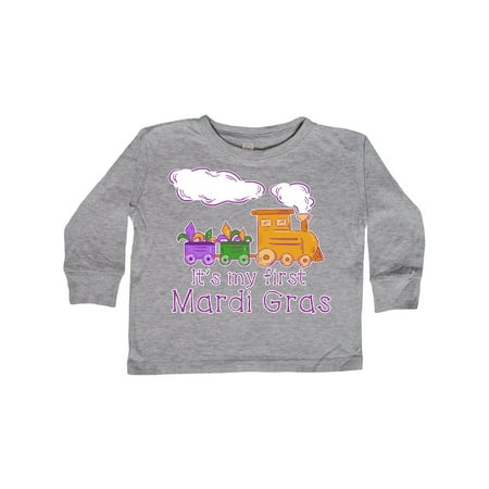 

Inktastic It s My 1st Mardi Gras Train with Jester Hats Gift Toddler Boy or Toddler Girl Long Sleeve T-Shirt