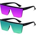 thumbnail image 1 of HAHDAXIA Square Oversized Sunglasses for Women Men Big Flat Top 2 pack Fashion Shield Large UV Protection Rimless Shades, 1 of 6