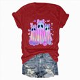 thumbnail image 5 of TOWED22 Halloween T Shirt Women Crew Neck Short Sleeve Awareness Ribbon T Shirts - Bow Ghost Graphic Print Loose Top Funny Fashion Clothes(Red,XXL), 5 of 5