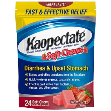 Kaopectate Soft Chews, Bismuth Subsalicylate, Anti-Diarrheal and Upset Stomach Reliever - 24 Count