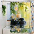 thumbnail image 3 of Shower Curtains for Bathroom-72"x72",Plumeria Flower Stones Lake Zen Meditation Waterproof Bath Curtain Grommet Shower Curtain Set with Hooks, 3 of 9