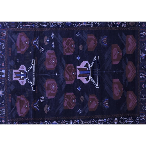 Ahgly Company Indoor Rectangle Animal Blue Traditional Area Rugs, 4' x 6'