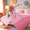 thumbnail image 3 of Erosebridal Abstract Stripes Twin Comforter Sets,Minimalist Striped Bedding Set,Pink Reversible,2pcs,1 Comforter and 1 Pillowcase, 3 of 7