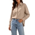 thumbnail image 2 of Button Down Shirts for Women Cotton Oxford Shirts Long Sleeve Dress Shirts Work Casual Solid Tunic Tops Collared Blouse Linen Tops, 2 of 6
