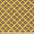 thumbnail image 2 of Ambesonne Ethnic Fabric by the Yard Upholstery, Vintage Floral-Like Motifs, 3 Yards, Yellow and Dark Magenta, 2 of 5