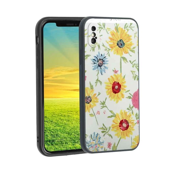 Floral-MIni Phone Case, Degined for iPhone X Case Men Women, Flexible Silicone Shockproof Case for iPhone X