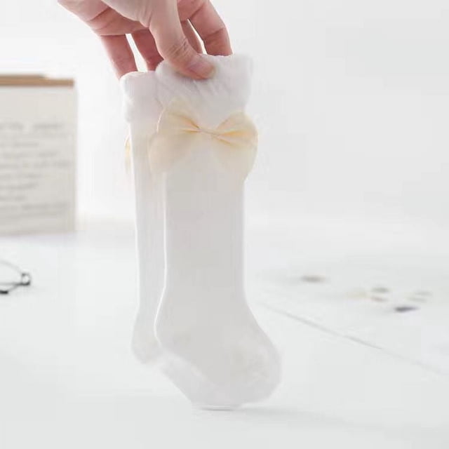 Calcetines hasta la rodilla de malla para bebé, medias finas de algodón peinado con lazo de princesa para niña recién nacida, primavera y verano