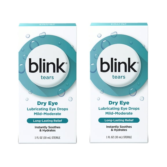 2 Pack - Blink Tears Lubricating Eye Drops – Long-Lasting Hydration for Mild to Moderate Dry Eyes, Moisturizes & Soothes with Hyaluronate, 1 Fl Oz