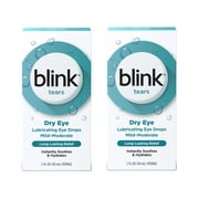 2 Pack - Blink Tears Lubricating Eye Drops – Long-Lasting Hydration for Mild to Moderate Dry Eyes, Moisturizes & Soothes with Hyaluronate, 1 Fl Oz