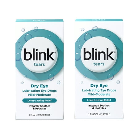 2 Pack - Blink Tears Lubricating Eye Drops – Long-Lasting Hydration for Mild to Moderate Dry Eyes, Moisturizes & Soothes with Hyaluronate, 1 Fl Oz