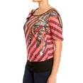thumbnail image 2 of eVogues Plus Size Designer Print Off Shoulder Top Coral, 2 of 7