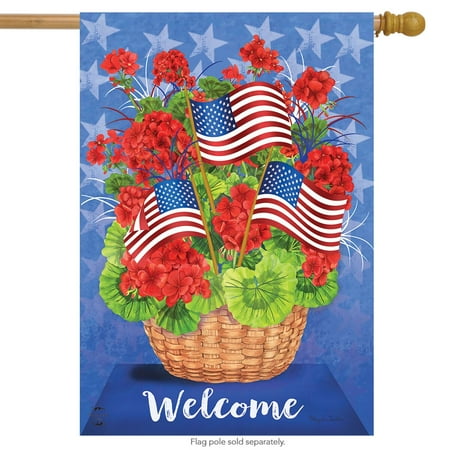 Flag Apple Basket - patriotic basket summer house flag welcome floral 28