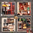 thumbnail image 3 of CUTEBEE DIY Miniature House Uncle Joe's Pizzeria, 236-Piece Mini Dollhouse Kit with LED Touch Light, 3 of 4