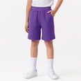 thumbnail image 2 of Quealent Kids Boys Girls Cotton Shorts for Summer Casual Athletic Running Jogger with Side Pockets Purple for Size 10-11 Years, 2 of 5