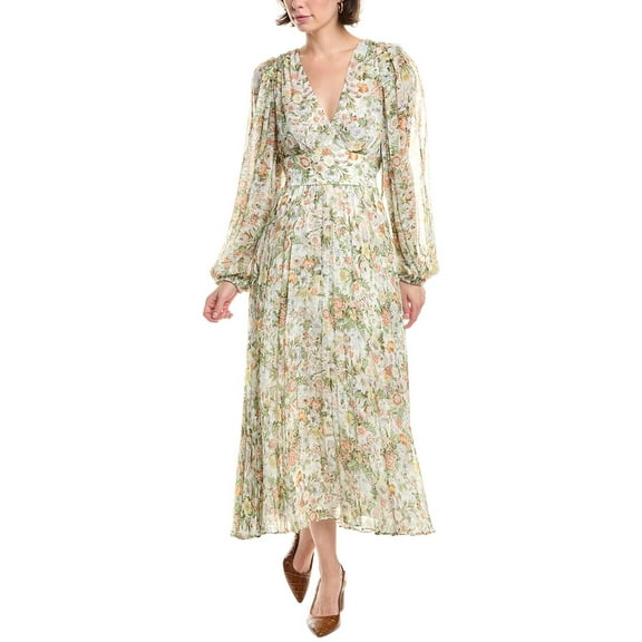 Rebecca Taylor womens  Floral Midi Dress, 6, Green