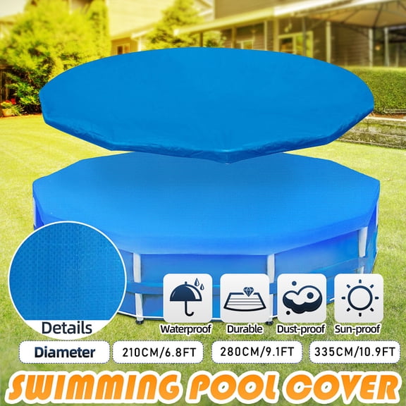 Angmile UV Resistant PE Round Pool Cover, Blue