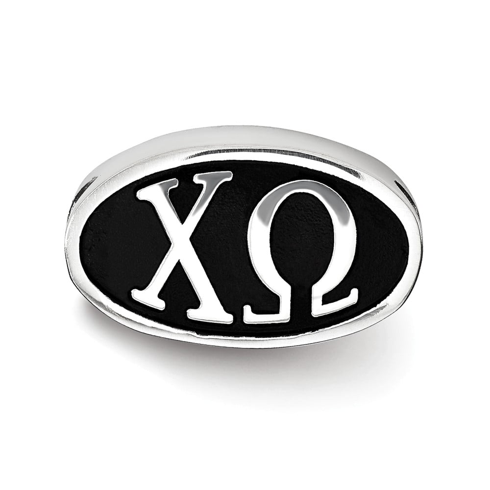 Fancy Bead White Sterling Silver Greek Chi Omega 15.25mm Oval Letters Bead