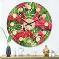 thumbnail image 2 of Designart 'Retro Tropical Pink Flamingo With Green Leaves' Mid-Century Modern Wood Wall Clock, 2 of 5