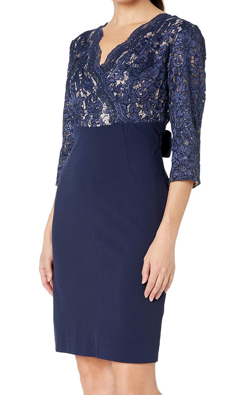 Alex Evenings Dresses Womens Dress Petite Sheath Lace 3/4 Sleeve 6P